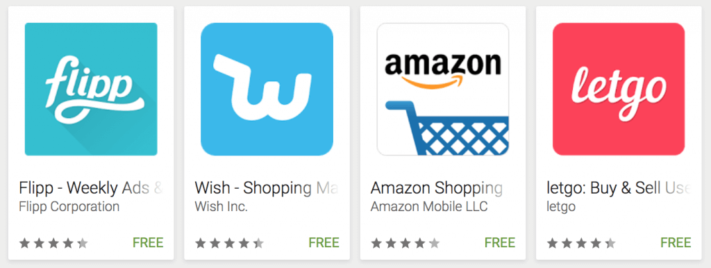 Top shopping apps on Google Play
