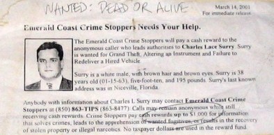 Charles Surry wanted poster