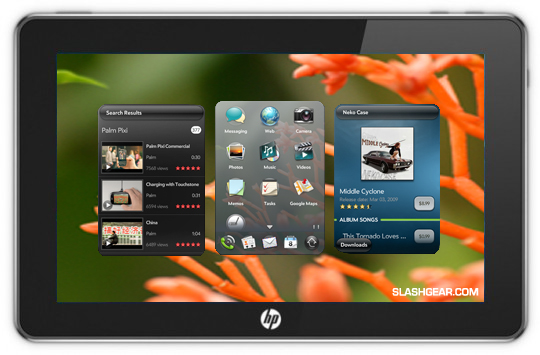HP webOS tablet mockup