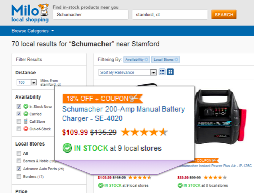 Milo Local Coupon Search
