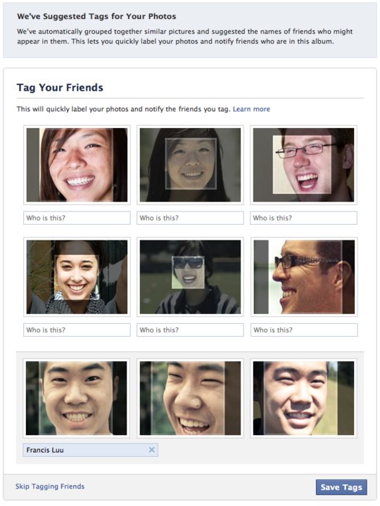 facebook tag suggestions