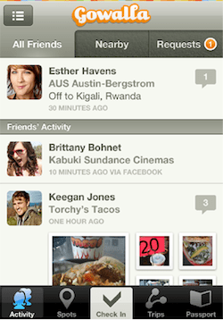 Gowalla 3 Activity Feed