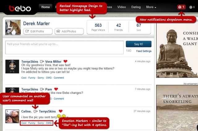 bebo homepage
