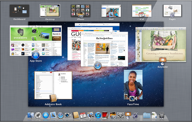 Screenshot of Apple Mac OS X Lion Mission Control