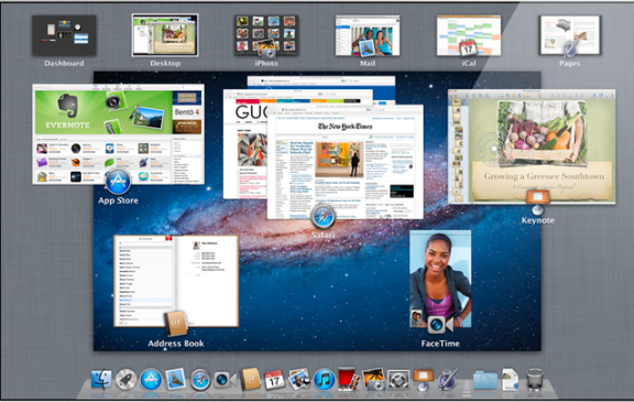 Screenshot of Apple Mac OS X Lion Mission Control