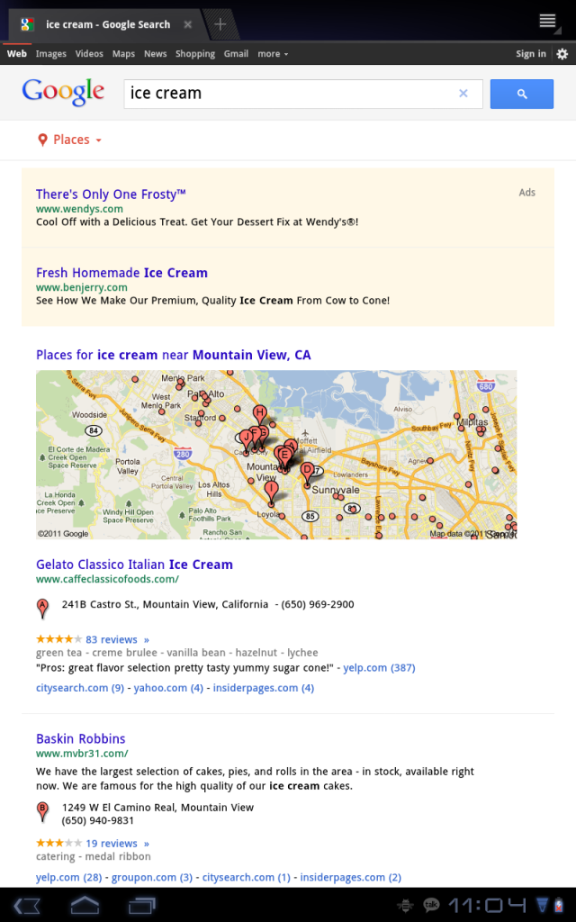 google tablet search