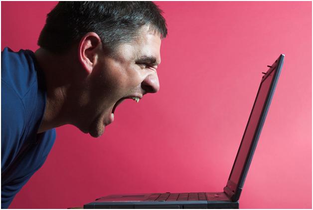 screaming computer user