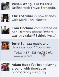 Image showing the new Facebook Ticker