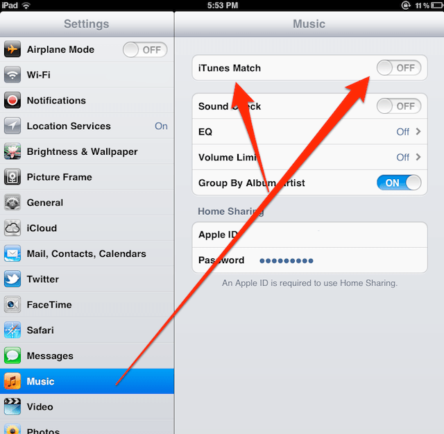 iTunes Match button