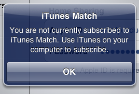 iTunes Match notification