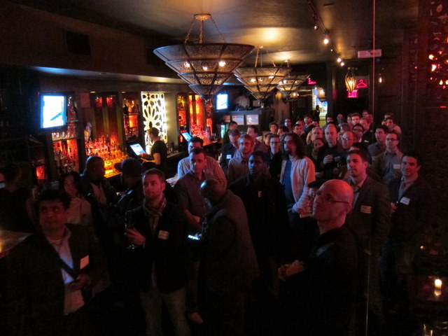 The crowd at VentureBeat's startup night at Katra Lounge, NYC