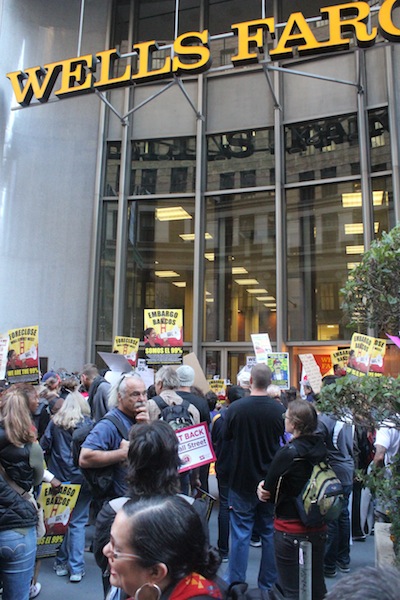 protestors at Occupy SF in front of Wells Fargo