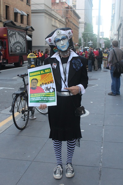 Costumed Occupy SF protestor