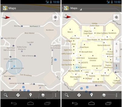 Google Maps 6.0 on Android, displaying interior