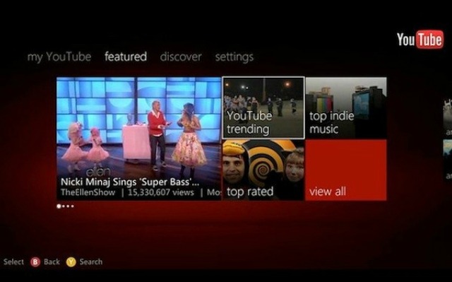 YouTube on Xbox 360