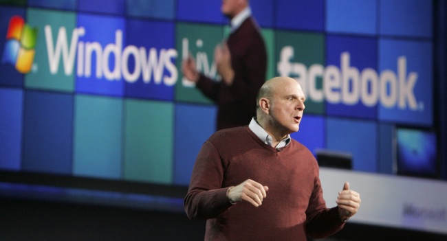 Microsoft's Steve Ballmer showing off Facebook feature