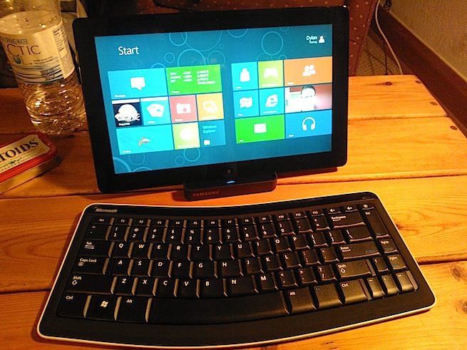 Photo of a Windows 8 tablet with a keyboard