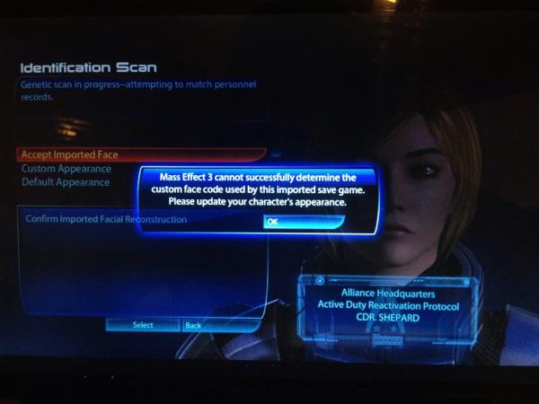 The face data error gamers are getting in Mass Effect 3