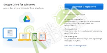 New Google Drive screenshot shows 5GB free cloud storage per user