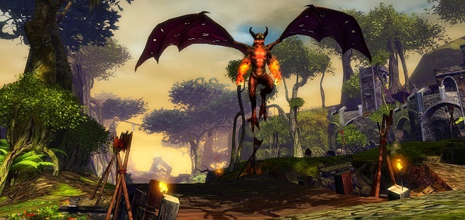 Flaming fire imp in Guild Wars 2.