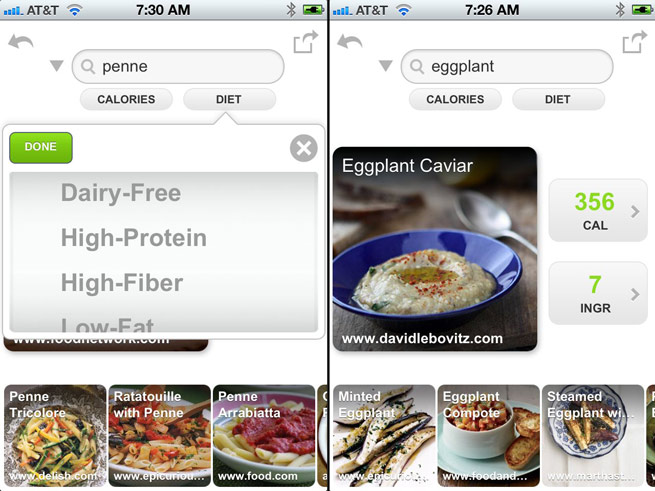 Edamam food app screenshots