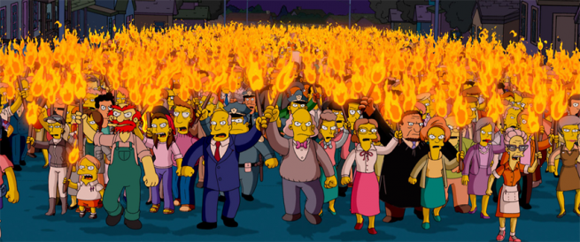 Simpsons' angry mob