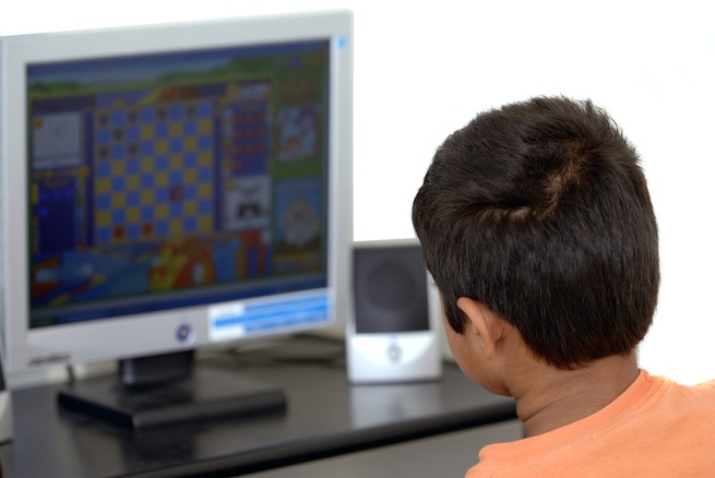 Child using a computer