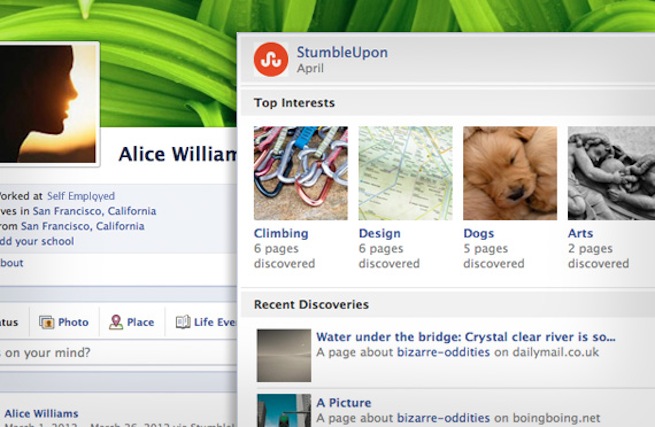 StumbleUpon Facebook app screenshot