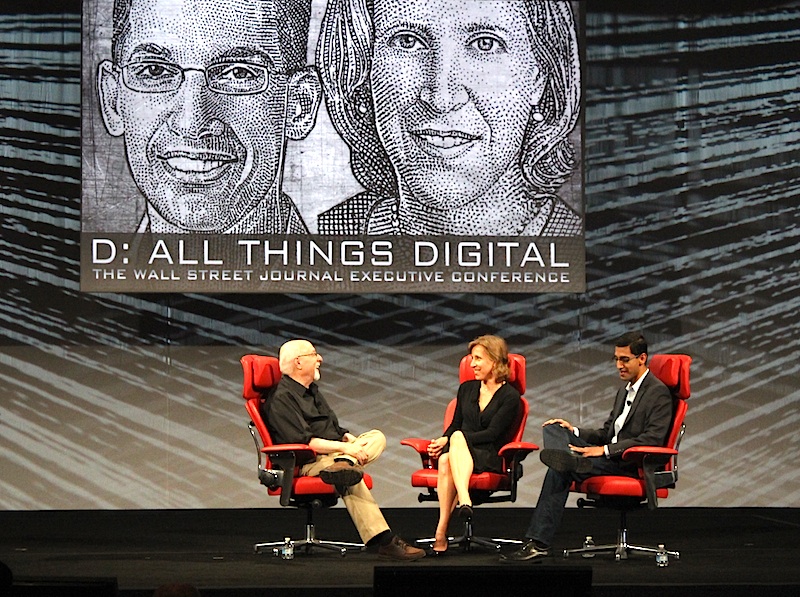 Walt Mossberg, Susan Wojcicki, and Sundar Pichai