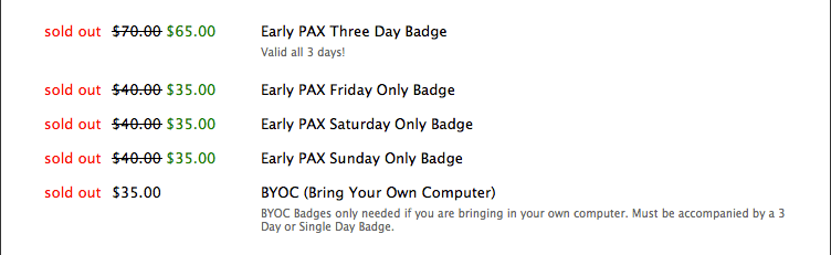 PAX 2012 (sold out)