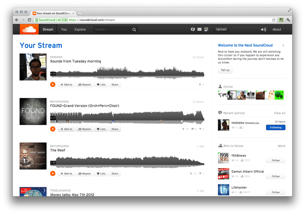 Soundcloud NEXT web app
