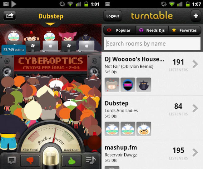 Turntable.fm Android screen