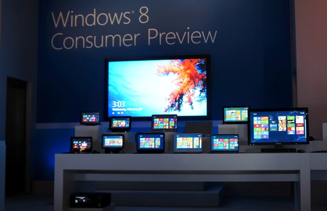 A giant Windows 8 tablet, among a sea of other Windows 8 devices