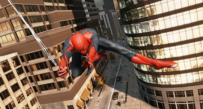 The Amazing Spider-Man swings through the city