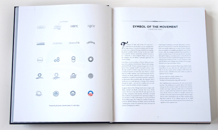 Two pages from the book Designing Obama