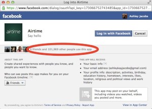 Facebook's information screen on airtime shows a bit less than 102,000 users