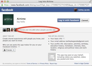 Facebook's information screen on airtime shows a bit less than 102,000 users