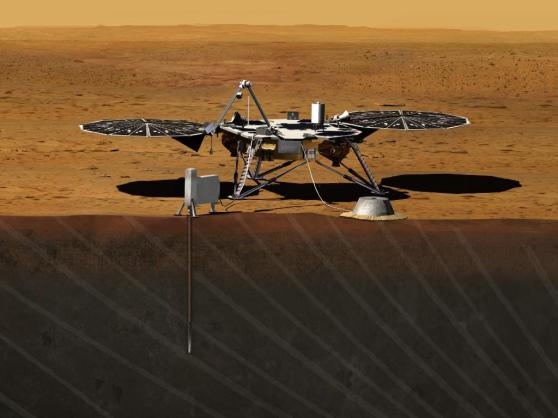 Artist's Rendition of Mars InSight lander, via NASA