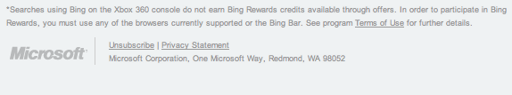 Bing Rewards Xbox disclaimer