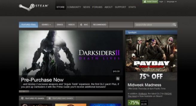 Screenshot of Steam (taken 8/8/2012)