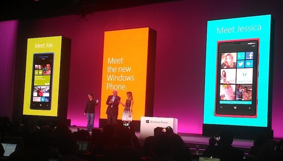 Microsoft's Joe Belfiore and Steve Ballmer, with Jessica Alba