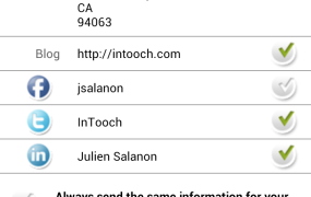 InTooch screenshot showing which info you want to share