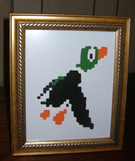 Framed Hand Painted Hardboard Panel Nintendo Duck Hunt Duck by SaturnValleyArt