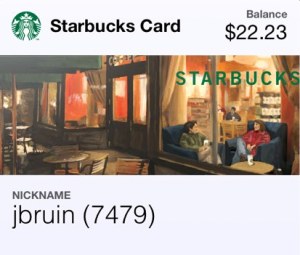 A virtual Starbucks card in Apple Passbook