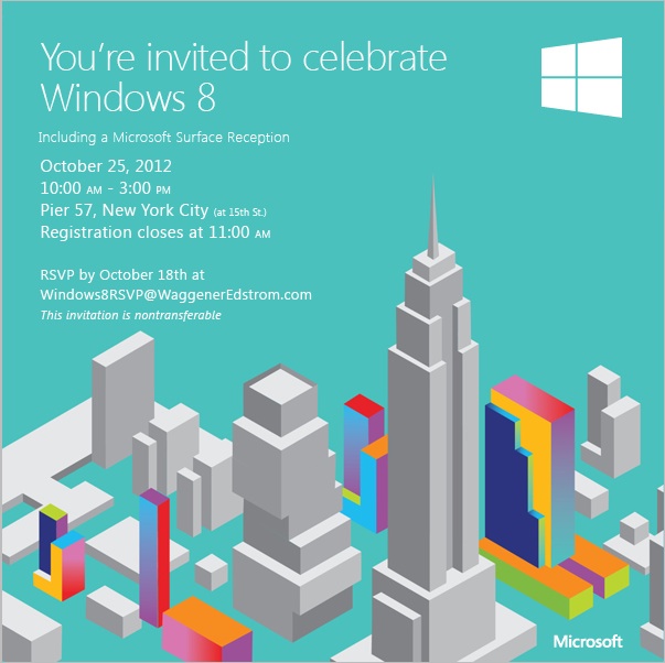 Windows 8 event invite