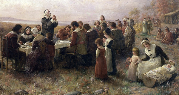 "The First Thanksgiving at Plymouth" (1914) By Jennie A. Brownscombe