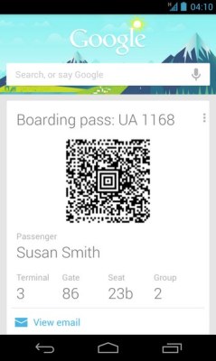 google now boarding pass card