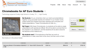 A campaign for Chromebooks on DonorsChoose.org