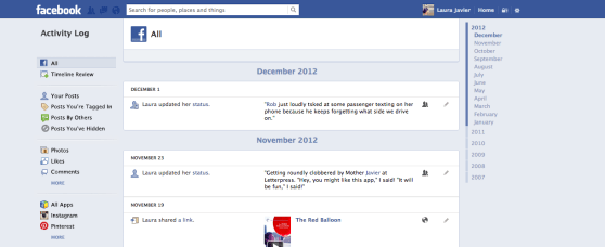 Facebook's more permission-friendly Active Log