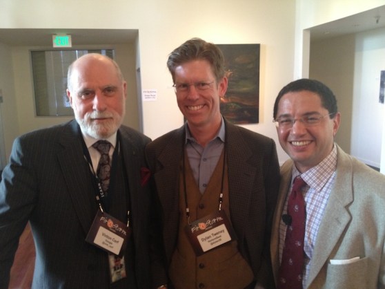 Vint Cerf, VentureBeat's Dylan Tweney, and Egnyte's Marcos Sanchez